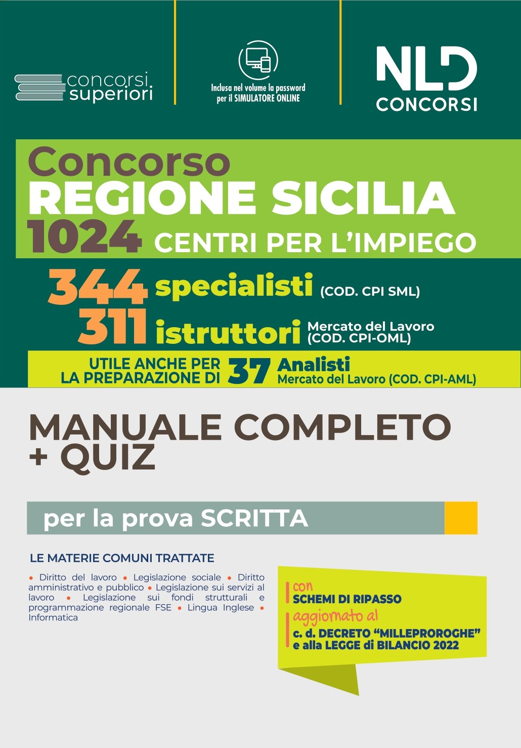 CPI SICILIA Concorso Regione Sicilia: MANUALE COMPLETO + QUIZ per 344 Specialisti +  37 analisti + 311 Istruttori