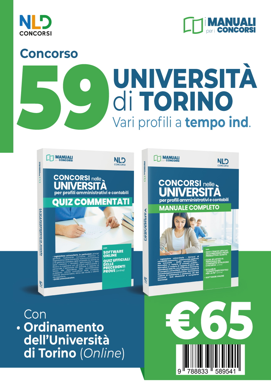 Concorso 59 Posti Università di Torino - KIT Concorsi Nelle Università: Manuale Completo + Quiz Commentati