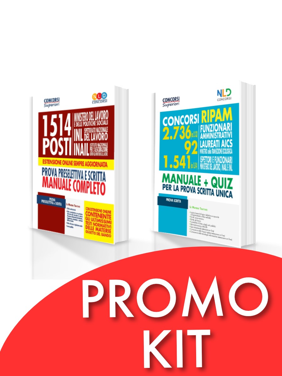 Kit 2 Manuali Completo Concorsi Ripam Per Funzionari Amministrativi 2736 Posti (Ex 2133) + 92 Ministero Della Transizione Ecologica + 1541 (Ex1514) Ispettori E Funzionari Ministero Del Lavoro Inail E INL + Manuale Concorso 1514 Posti Ministero Del Lavoro Kit 2 Manuali Completo Concorsi Ripam Per Funzionari Amministrativi 2736 Posti (Ex 2133) + 92 Ministero Della Transizione Ecologica + 1541 (Ex1514) Ispettori E Funzionari Ministero Del Lavoro Inail E INL + Manuale Concorso 1514 Posti Ministero Del Lavoro