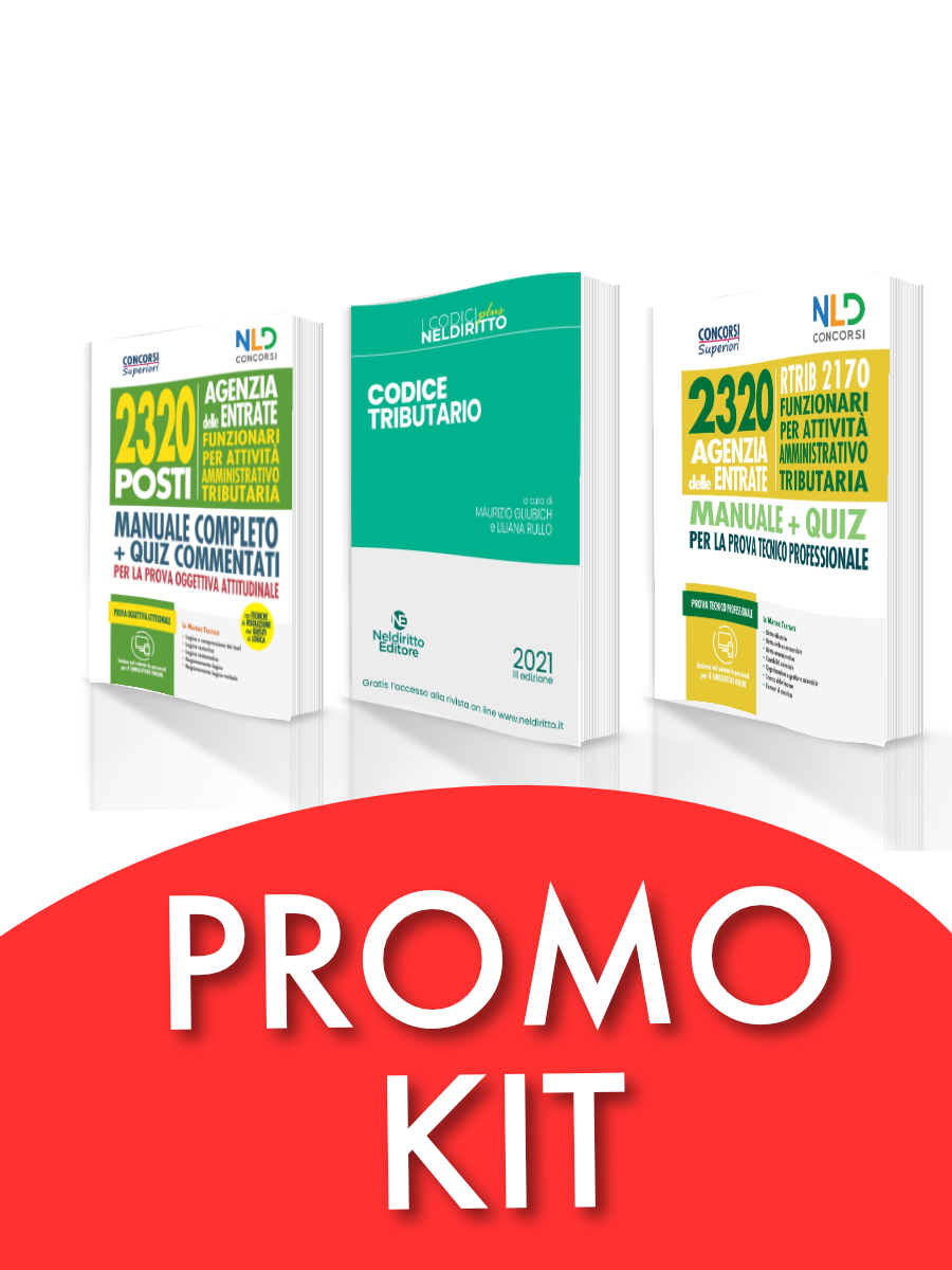 SPECIALE BLACK FRIDAY: Kit Completo Concorso 2320 Agenzia Delle Entrate 2021 + Codice Tributario SPECIALE BLACK FRIDAY: Kit Completo Concorso 2320 Agenzia Delle Entrate 2021 + Codice Tributario