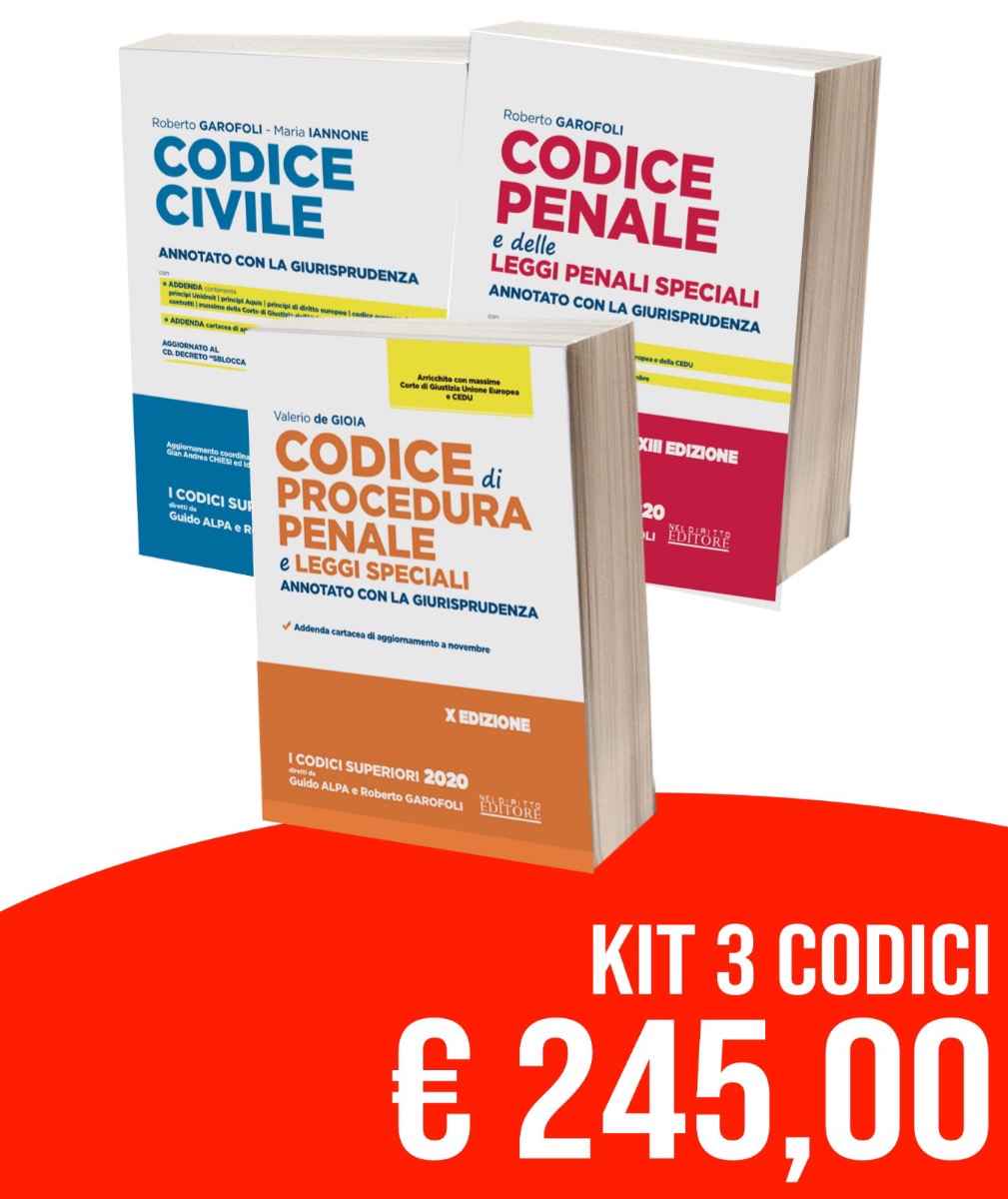 Codici Esame Avvocato 2020: Kit 3 Codice Civile + Codice Penale + Codice Procedura Penale Annotati con la Giurisprudenza Codici Esame Avvocato 2020: Kit 3 Codice Civile + Codice Penale + Codice Procedura Penale Annotati con la Giurisprudenza